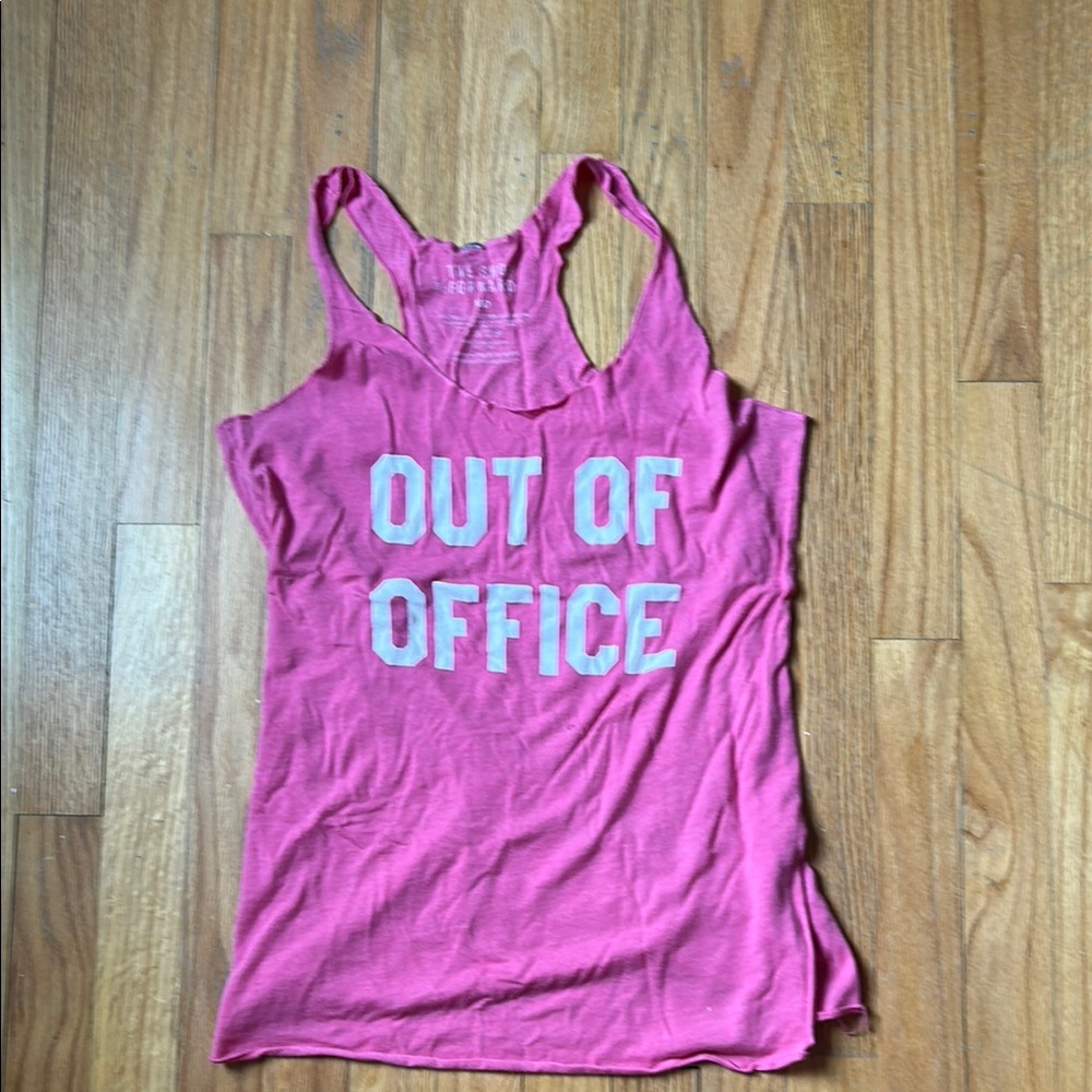 The Shop Forward Pink Tank Top with 'Out of Office' Print